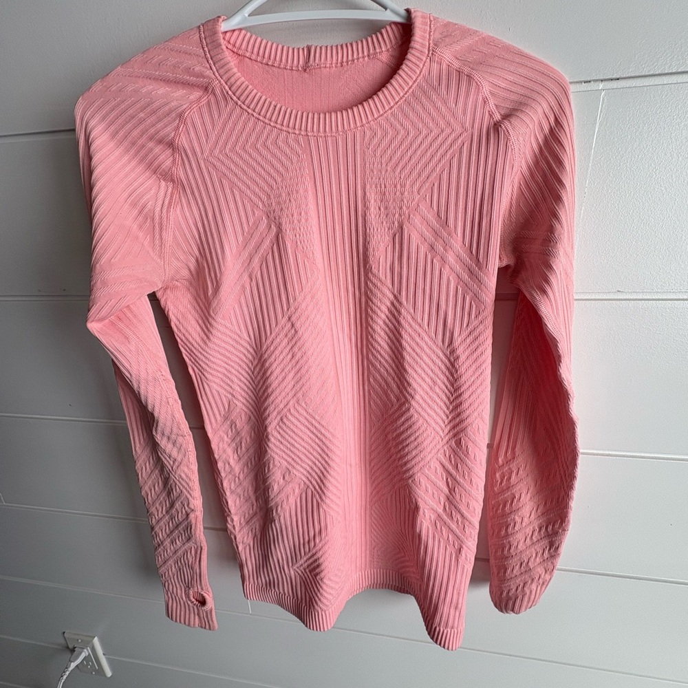 lululemon athletica Pink Geometric Textured Long-Sleeve Top